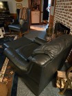 Rich s Vintage Leather Lounge Chair   Ottoman Super Comfortable- Dark Bule