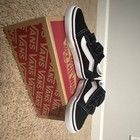 Vans Old Skool V Unisex Kids Black white Hook   Loop Low Top Sneakers