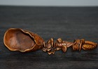 China Vintage Antique Wood Carved Exquisite Boxwood Tea Shovel Lotus Statue Art