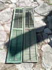 Vtg  1 Pair  Old  Wooden Louvered Shutters Salvaged  74 5   x14 25  Circa 1906