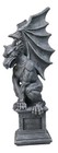 Large 17  H Gothic Crouching Wise Old Griffin Gargoyle On Pedestal Figurine