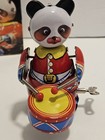 Vintage Tin Wind-up Drumming Panda Toy Collectible Working W  Key