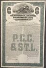 Vintage 1944     Pittsburgh Cincinnati Chicago St  Louis Railroad Bond Certificate