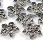 20 Antique Silver Pewter Filigree Bead Caps 11mm