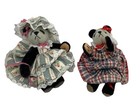 2 Little Gem Teddy Bear Handcrafted Mini Panda With Plaid Dresses 1 Cap Appx  3   
