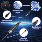 Steel Tip Darts Set 24g With Carrying Case And Extra Accessories  Black blue gre