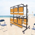 Chairs Cart Trolley Folding Table And Chair Cart Folding Chair Rack W  4 Casters