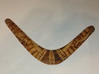 Vintage Australian Aboriginal Boomerang 18    Pyrography Wood Burned Decorated