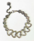 Hsn Ottoman Sterling Silver Hammered Filigree Heart Station Bracelet