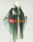 Medieval Renaissance Cosplay Costume Elf Style Outer Dress With Sleeves Green