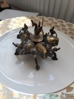 Antique Indian Brass Copper Kumkum Box Spice Tikka Box Peacock Finial Unique