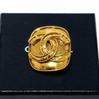 Chanel 94p Cc Logo Coco Mark Brooch Square Gold Accessory Authentic Japan
