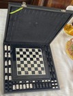 Handcrafted Marble Chess Set With Black Wood Box Velvet Lining 10    Board 