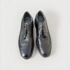 Vintage Florsheim Black Leather Pebblegrain Wingtip long Wing Oxford Shoes 12 C
