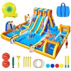 Kids Inflatable Bounce House Water Park Water Slide Climbing Jumping Splash Pool