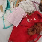 Antique   Vintage  Doll Dresses  Wigs And Straw Hat  