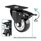 3 Inch Heavy Duty Caster Wheels Set Of 4 Swivel Plate W Brake