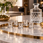 3 Oz Cut Crystal Vodka Shot Glasses  6-pc Glassware Set Diamond Pattern