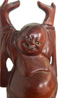 Vintage Happy Buddha Wood Statue Laughing Arms Raised Up Hand Carved