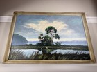Original Castro Roberts Florida Highwaymen Painting Marsh Egrets Large Landscape