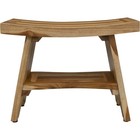 24  Natural Teak Rectangular Shower Bench With Shelf