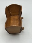 Vintage Dollhouse Miniature Wooden Rocking Cradle With Baby Pre Owned