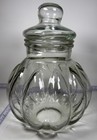 Vtg Huge Xxl Green Glass Apothecary Jar W Lid Pumpkin Shaped Clear 14    Deco