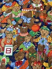 Vtg 90s Teddy Bears Picnic Fabric By Cranston 38   x44      36   x44   quilt Clothes New