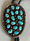 Vintage Navajo Sterling Silver And Turquoise Bolo Tie