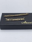 Pair Of Vintage Anson Gold Tone Tie Bar Collar Clips In Boxes