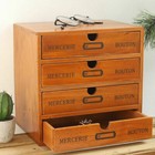 Desk Organizer With 4 Drawers  Vintage Wooden Storage Box Drawer Organizer New