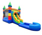 Commercial Inflatable Bounce House Water Slide Rainbow With Blower Pool Open Box