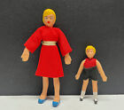 Vintage Dollhouse Family Mother And Child Miniature Bendable Figures
