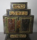 Unique 25  X 17  Qing Dynasty Chinese Carved   Gilded Chinese Cabinet   C  1890s