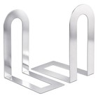 Set Of 2 Silver Metal Bookends For Shelves - Stylish   Durable  7 5x5 75x3 5 In