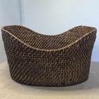 Xl Vintage Oval Basket 18    X 13    X 10    Handles Woven In Design See Description