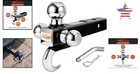 Tri Ball Mount With Hook And Pin - Fits 2  Hitch Receiver - Towing Accessories