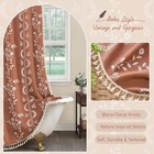 Vintage Boho Shower Curtain  Floral Linen Patterned Long 72 w X 78 l Terracotta