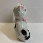 Vintage Ceramic Kitten Pair Figurine Sleeping Cat Pink Bow Japan Style