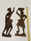 Vintage Pair Of Mcm African Wood Carved Tribal Wall Hangings 22 Inch