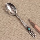 Navajo Sterling Silver Baby Spoon Turquoise Bench Stamped Child s Antique Vtg