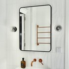 24x32 Inch Rectangle Bathroom Mirror With Black Metal Frame  Rounded Corner R   