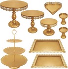 Set Of 9 Cake Stands Metal Cupcake Stand Set Multiple Styles Candy Fruit Disp   