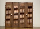 Vintage Wood Louvered Small Window Shutters Interior Folding Rustic Farmhouse