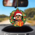 Yorkshire Terrier Dog Christmas Wreath Ornament  Love Dog Christmas Ornament