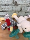 Lot  4  Wubbanub  Avent Pacifier Teether Holder Plush Farm Animals Chicken Lamb