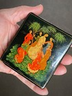 Vtg Palekh Russian Lacquer Trinket Box   Bride Maiden Hand Painted Artist Signed