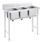 40  Commercial Kitchen Sink Stainless Steel Utility Sink 3 Compartment - Used