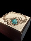 Vintage Signed  Southwest Sterling Silver Turquoise Link Bracelet