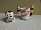 Rare Vintage  Razor Blade Bank   Shaving Cup - Combo -  Tilso - 2 Piece - Japan